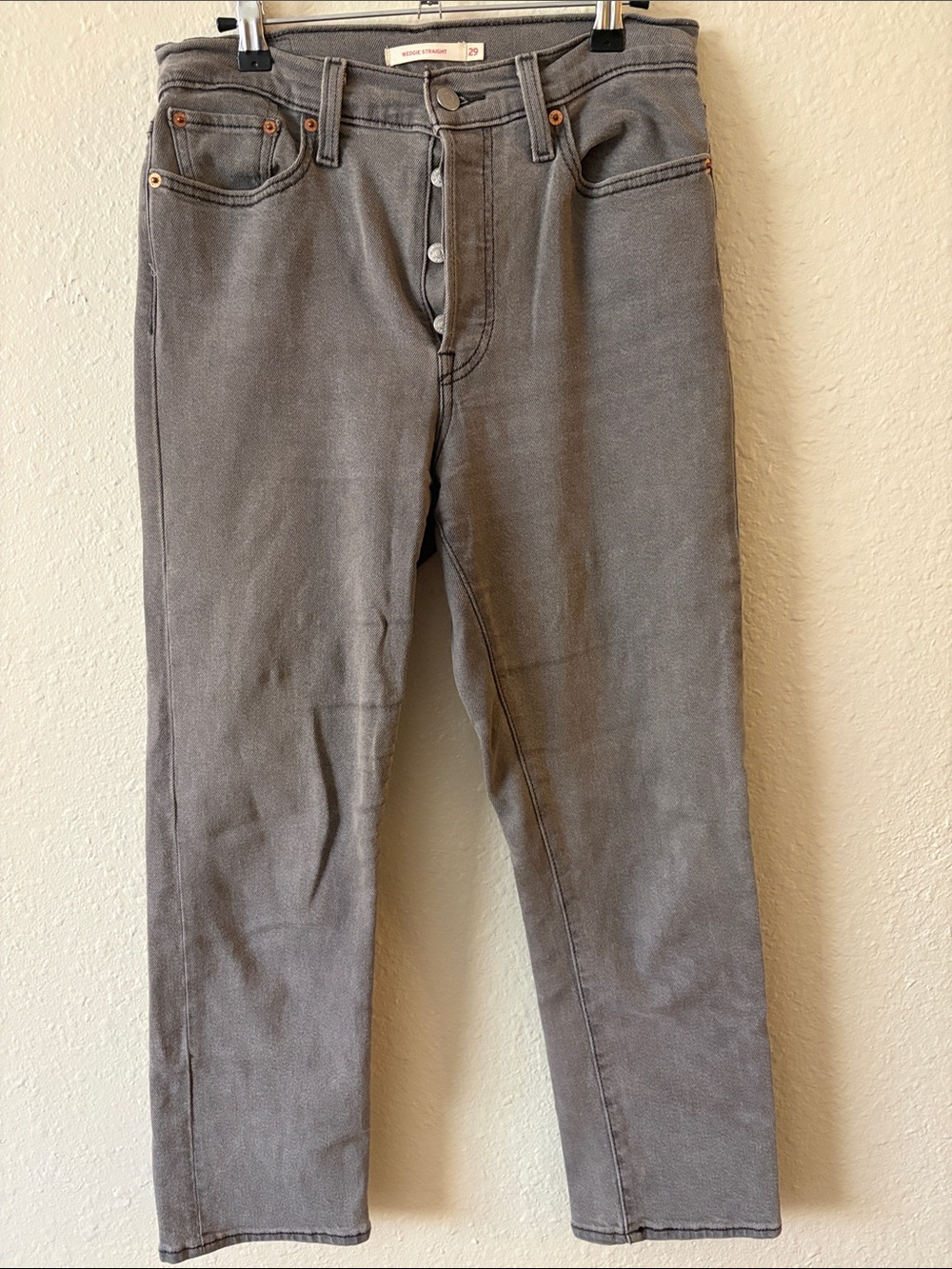Levi’s Grey Button-Fly Wedgie Straight Jeans Size 29